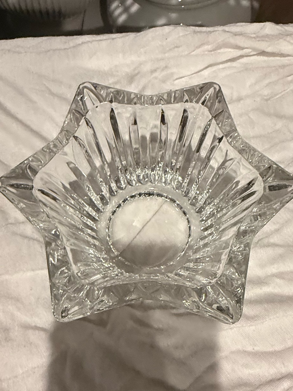 Heavy Crystal Star-Shaped Votive Holder / Trinket Bowl